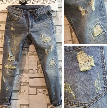 Jeans pour adolescent pieds Slim en coton automne - Ref 1465195