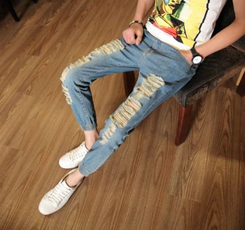 Jeans pour jeunesse pieds Slim en coton Quatre saisons - Ref 1465209