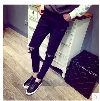 Jeans pour adolescent pieds Slim en coton printemps - Ref 1465227