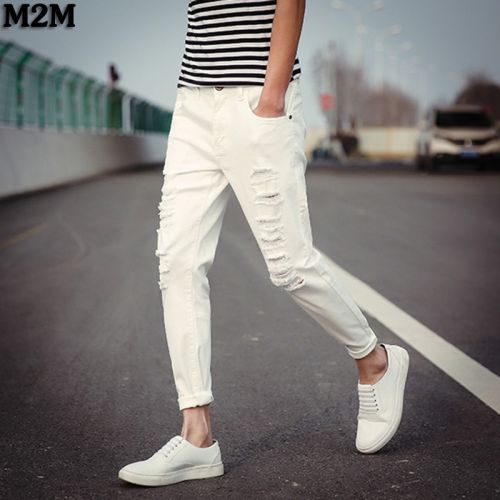 Jeans pour adolescent pieds Slim M2MONLINE en coton été - Ref 1465230