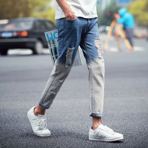 Jeans pour adolescent pieds Slim en coton Quatre saisons - Ref 1465295