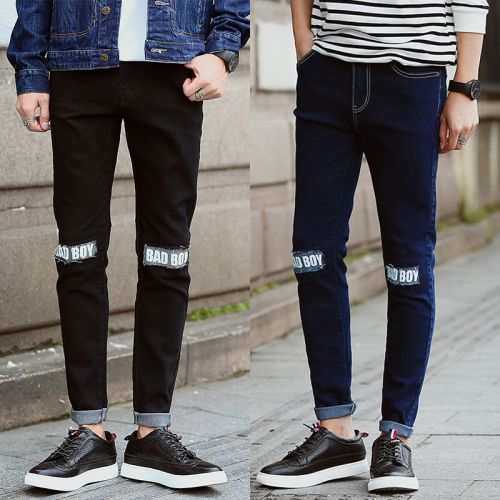 Jeans pour jeunesse coupe droite en coton printemps - Ref 1465401