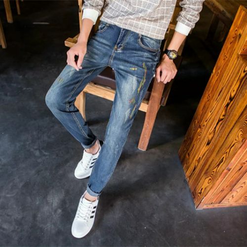 Jeans pour adolescent pieds Slim en coton automne - Ref 1465411
