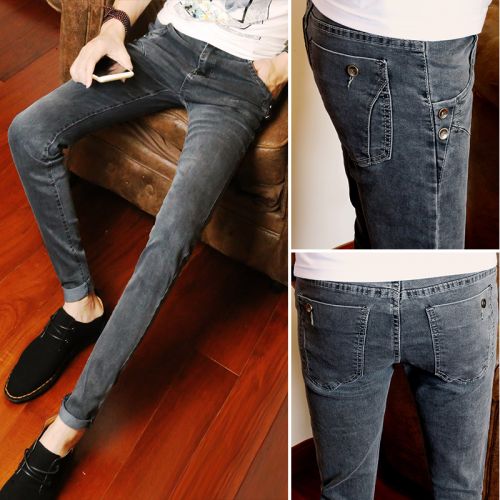 Jeans pour adolescent pieds Slim en coton été - Ref 1465458