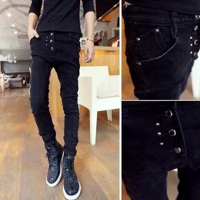 Jeans pour adolescent pieds Slim en coton Quatre saisons - Ref 1465524