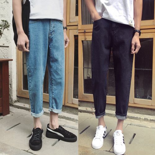 Jeans pour jeunesse coupe droite en coton été - Ref 1465532