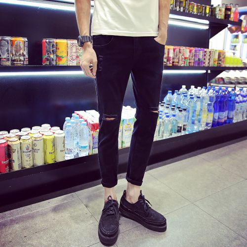 Jeans pour adolescent pieds Slim en coton été - Ref 1465552