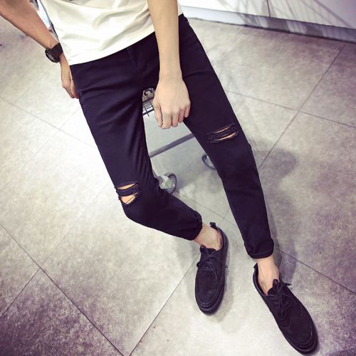 Jeans pour adolescent pieds Slim en coton été - Ref 1465555