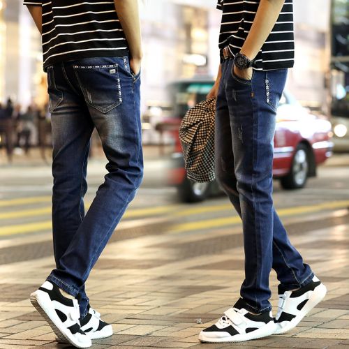 Jeans pour adolescent pieds Slim en coton Quatre saisons - Ref 1465623