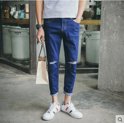 Jeans pour adolescent pieds Slim en coton automne - Ref 1465694