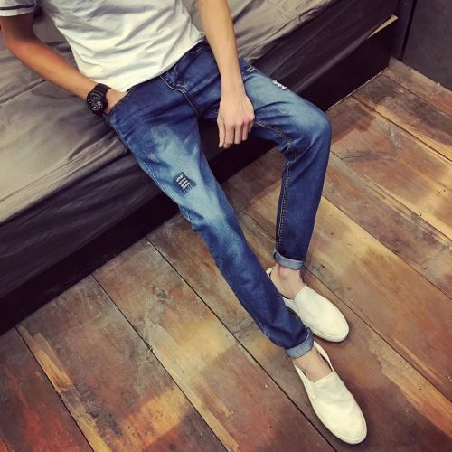 Jeans pour jeunesse pieds Slim en coton Quatre saisons - Ref 1465714