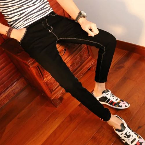 Jeans pour adolescent pieds Slim en coton été - Ref 1465728