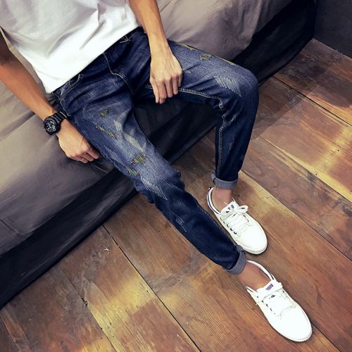 Jeans pour adolescent pieds Slim en coton été - Ref 1465853