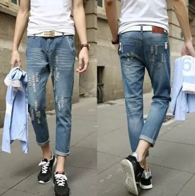 Jeans pour adolescent pieds Slim en coton été - Ref 1465856