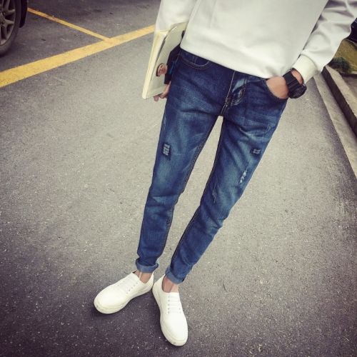 Jeans pour adolescent pieds Slim en coton Quatre saisons - Ref 1465892