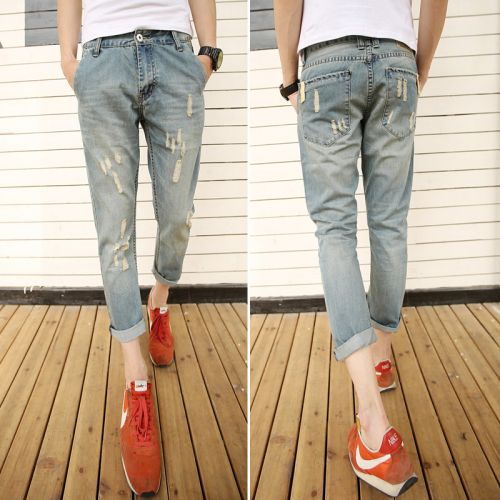 Jeans pour adolescent pieds Slim en coton été - Ref 1465922