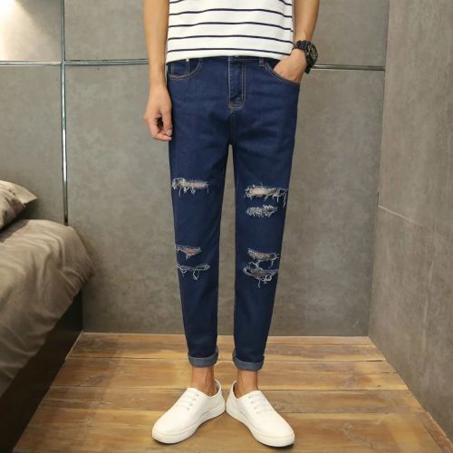 Jeans pour adolescent pieds Slim en coton Quatre saisons - Ref 1466006