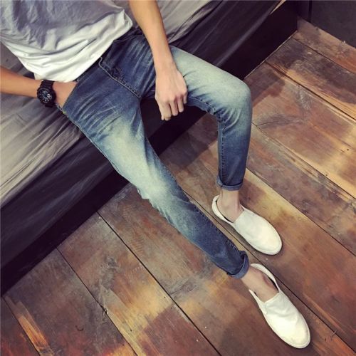 Jeans pour adolescent pieds Slim en coton été - Ref 1466075