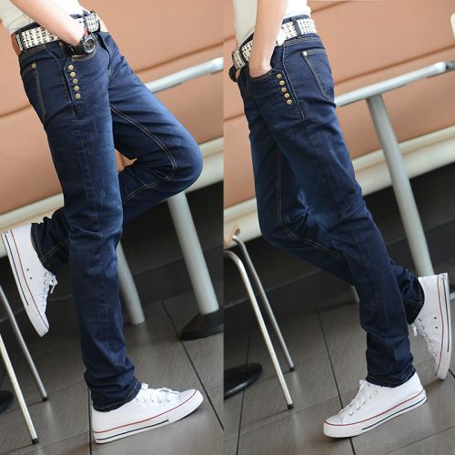 Jeans pour adolescent pieds Slim en coton automne - Ref 1466076