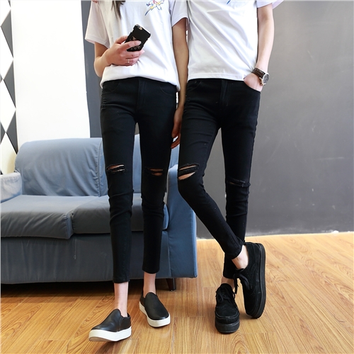 Jeans pour jeunesse pieds Slim en coton été - Ref 1466109