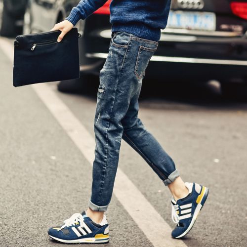 Jeans pour adolescent pieds Slim en coton automne - Ref 1466179