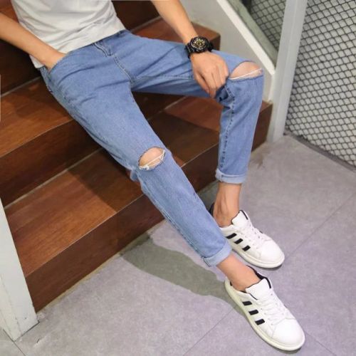 Jeans pour adolescent pieds Slim en coton Quatre saisons - Ref 1466185