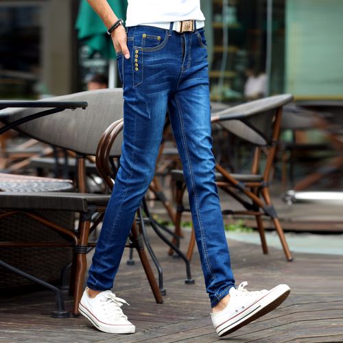 Jeans pour adolescent pieds Slim en coton Quatre saisons - Ref 1466223