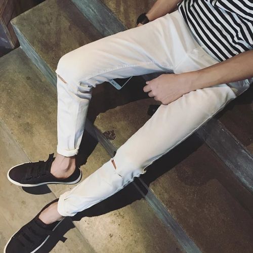 Jeans pour adolescent pieds Slim en coton Quatre saisons - Ref 1466232