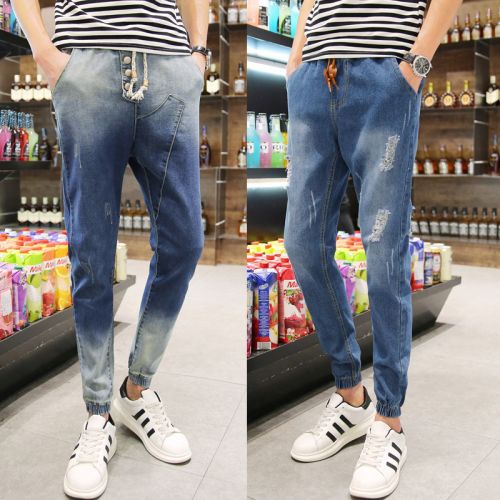 Jeans pour adolescent pieds Slim en coton été - Ref 1466264