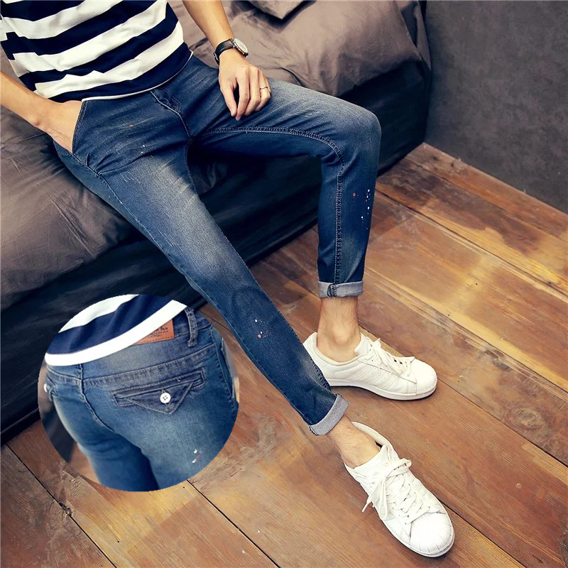 Jeans pour adolescent pieds Slim en coton été - Ref 1466288