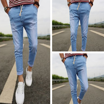 Jeans pour adolescent pieds Slim en coton été - Ref 1466302