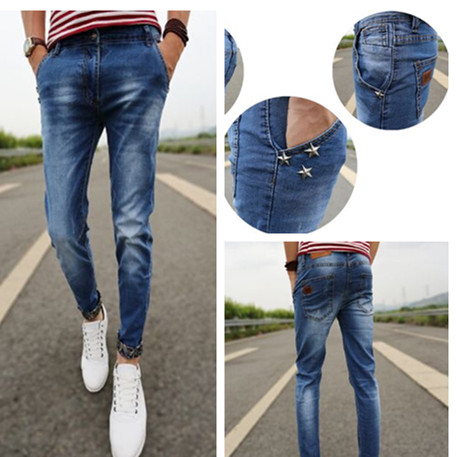 Jeans pour adolescent pieds Slim en coton été - Ref 1466329