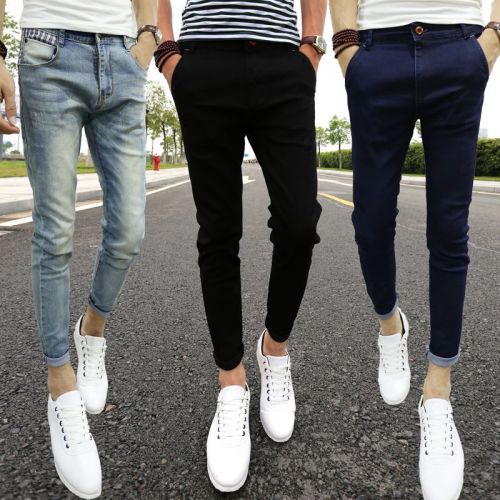 Jeans pour adolescent pieds Slim en coton été - Ref 1466347