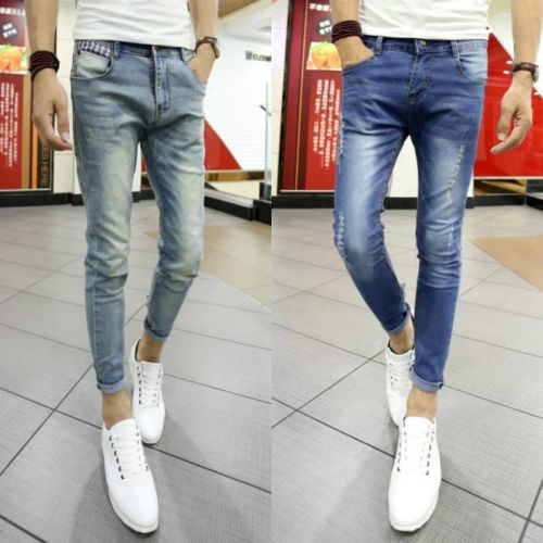 Jeans pour adolescent pieds Slim en coton été - Ref 1466352