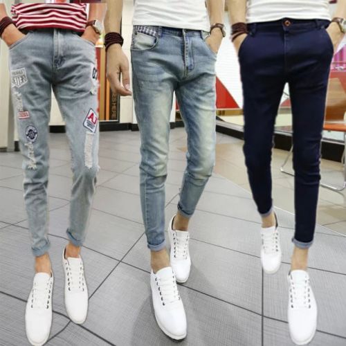 Jeans pour adolescent pieds Slim en coton été - Ref 1466356