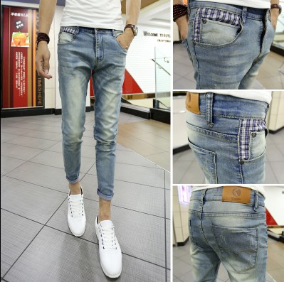 Jeans pour adolescent pieds Slim en coton été - Ref 1466366