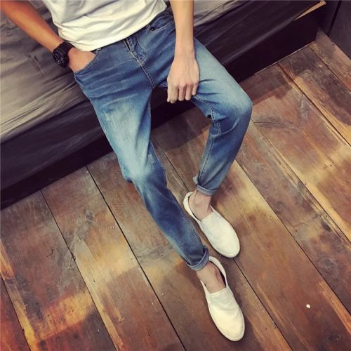 Jeans pour adolescent pieds Slim en coton été - Ref 1466384
