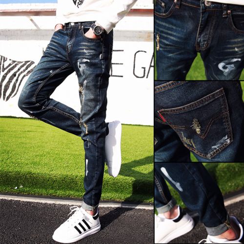 Jeans pour adolescent pieds Slim en coton Quatre saisons - Ref 1466455