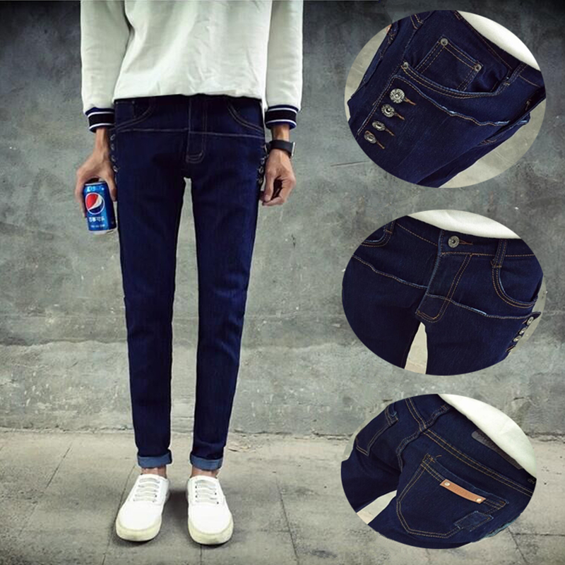 Jeans pour adolescent pieds Slim en coton hiver - Ref 1466461