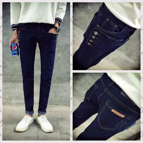 Jeans pour adolescent pieds Slim en coton hiver - Ref 1466466