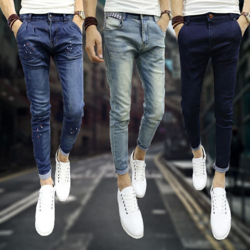 Jeans pour adolescent pieds Slim en coton Quatre saisons - Ref 1466484