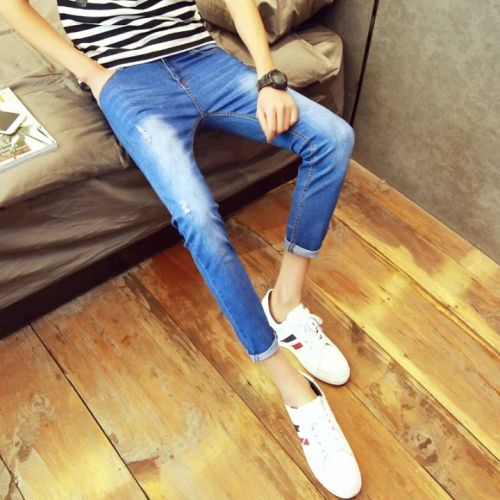 Jeans pour adolescent pieds Slim en coton été - Ref 1466489