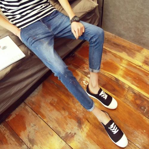 Jeans pour adolescent pieds Slim en coton été - Ref 1466490