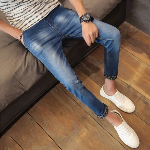 Jeans pour adolescent pieds Slim en coton été - Ref 1466491