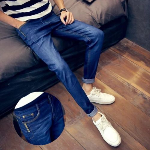 Jeans pour adolescent pieds Slim en coton automne - Ref 1466577
