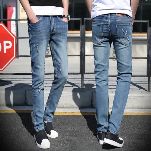 Jeans pour adolescent pieds Slim en coton Quatre saisons - Ref 1466645