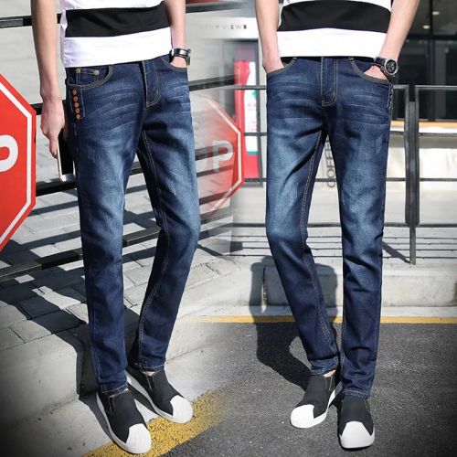 Jeans pour adolescent pieds Slim en coton Quatre saisons - Ref 1466646