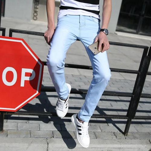 Jeans pour adolescent pieds Slim en coton Quatre saisons - Ref 1466698