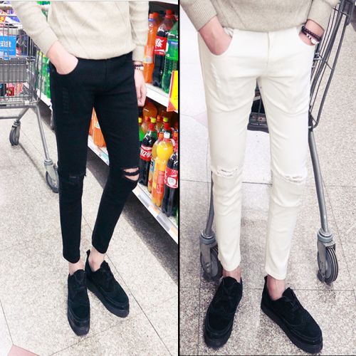 Jeans pour jeunesse pieds Slim en coton printemps - Ref 1466708