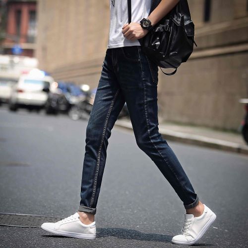 Jeans pour adolescent pieds Slim en polyester Quatre saisons - Ref 1466832